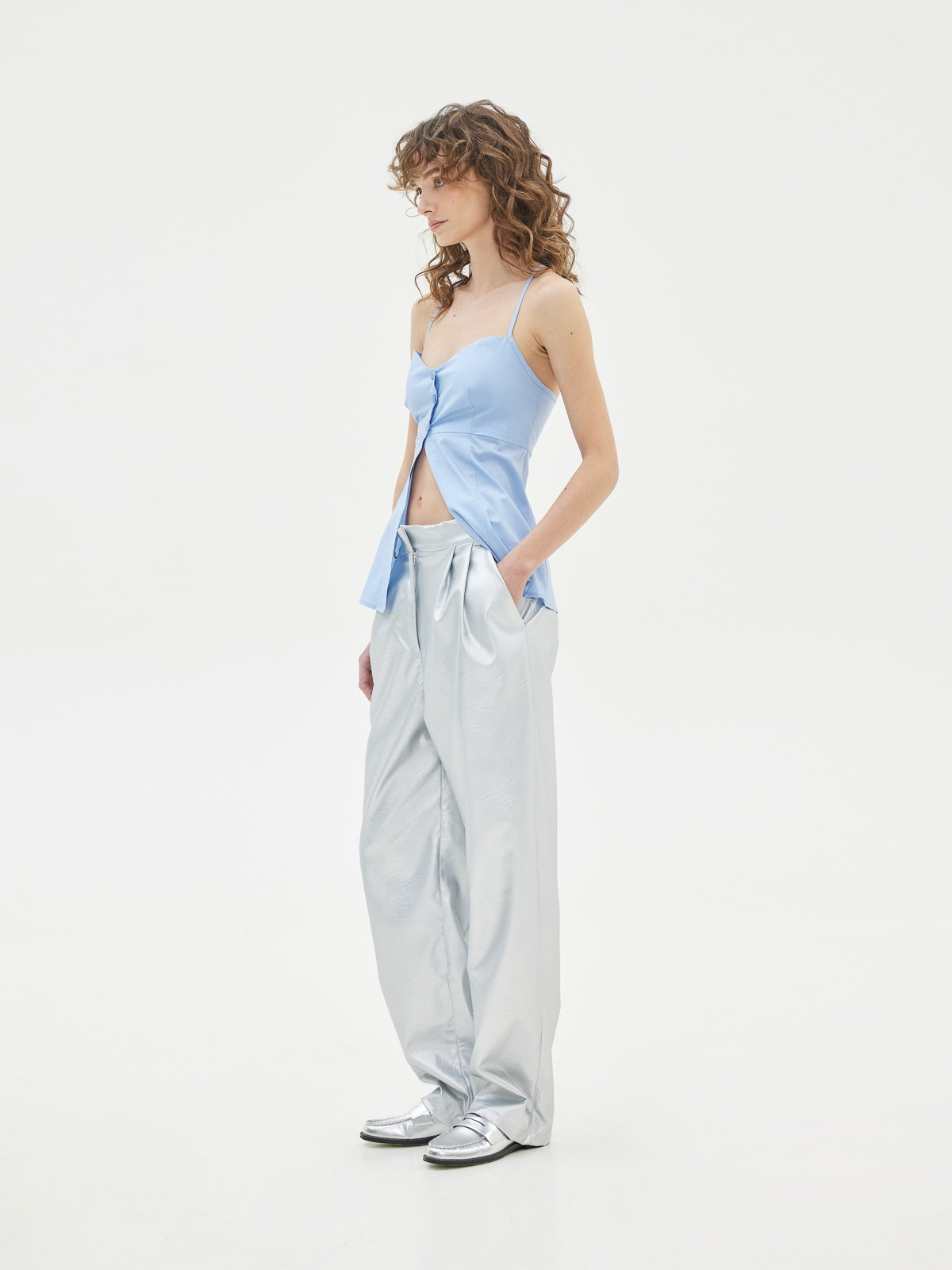 Andree Silver Leather Pants