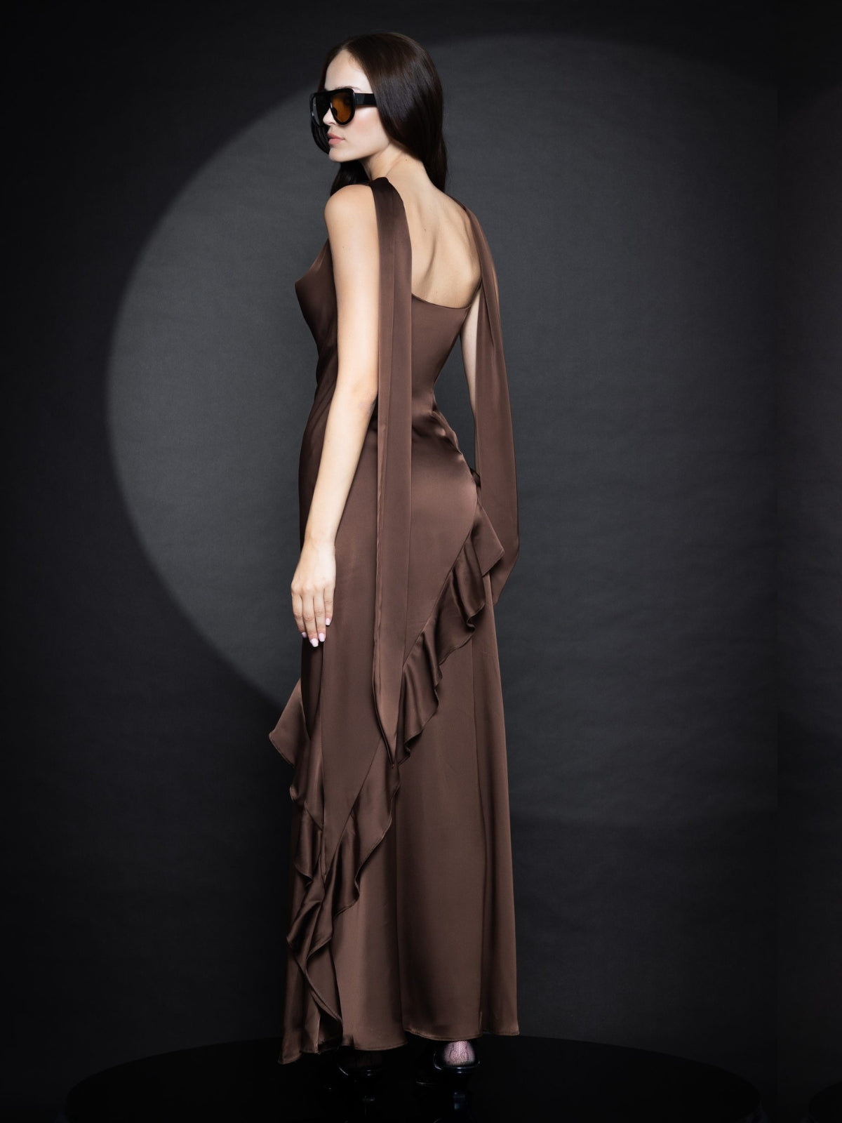 Adaline Satin Dress Brown
