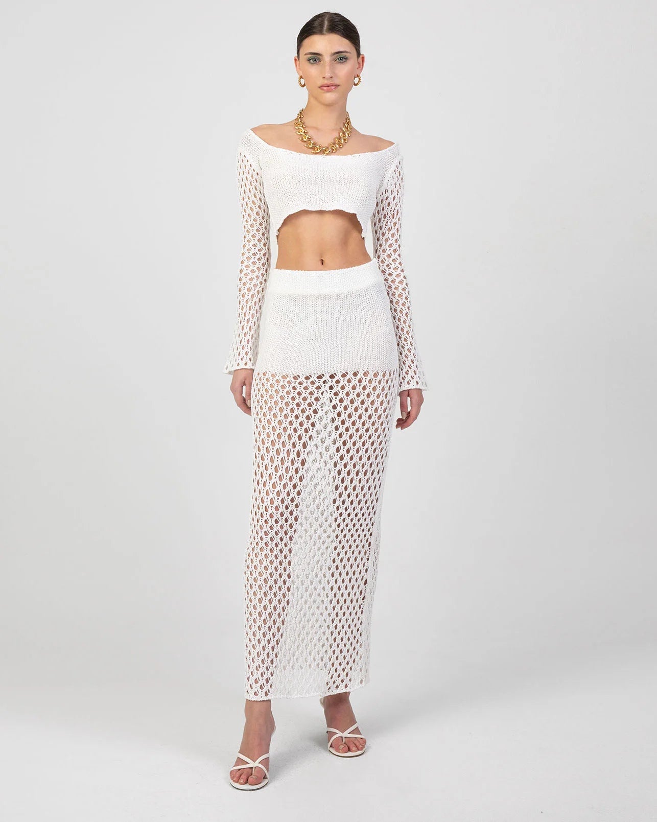Dione Top & Skirt White
