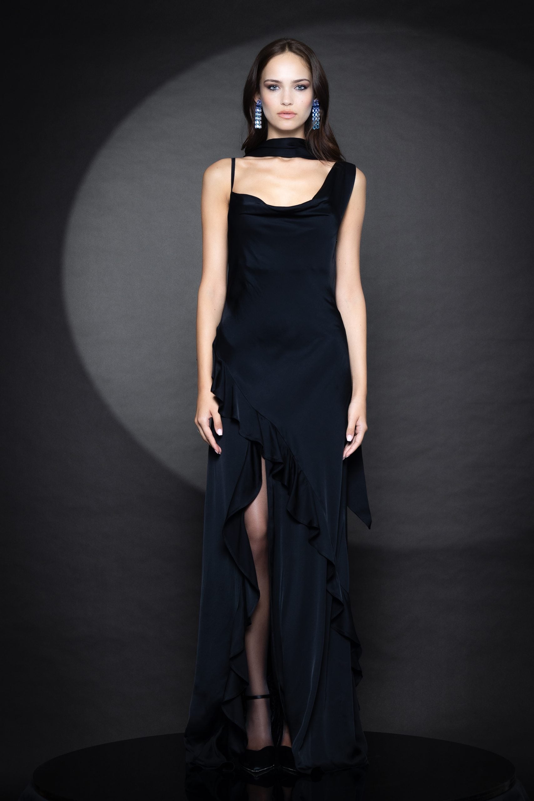 Adaline Satin Dress Brown