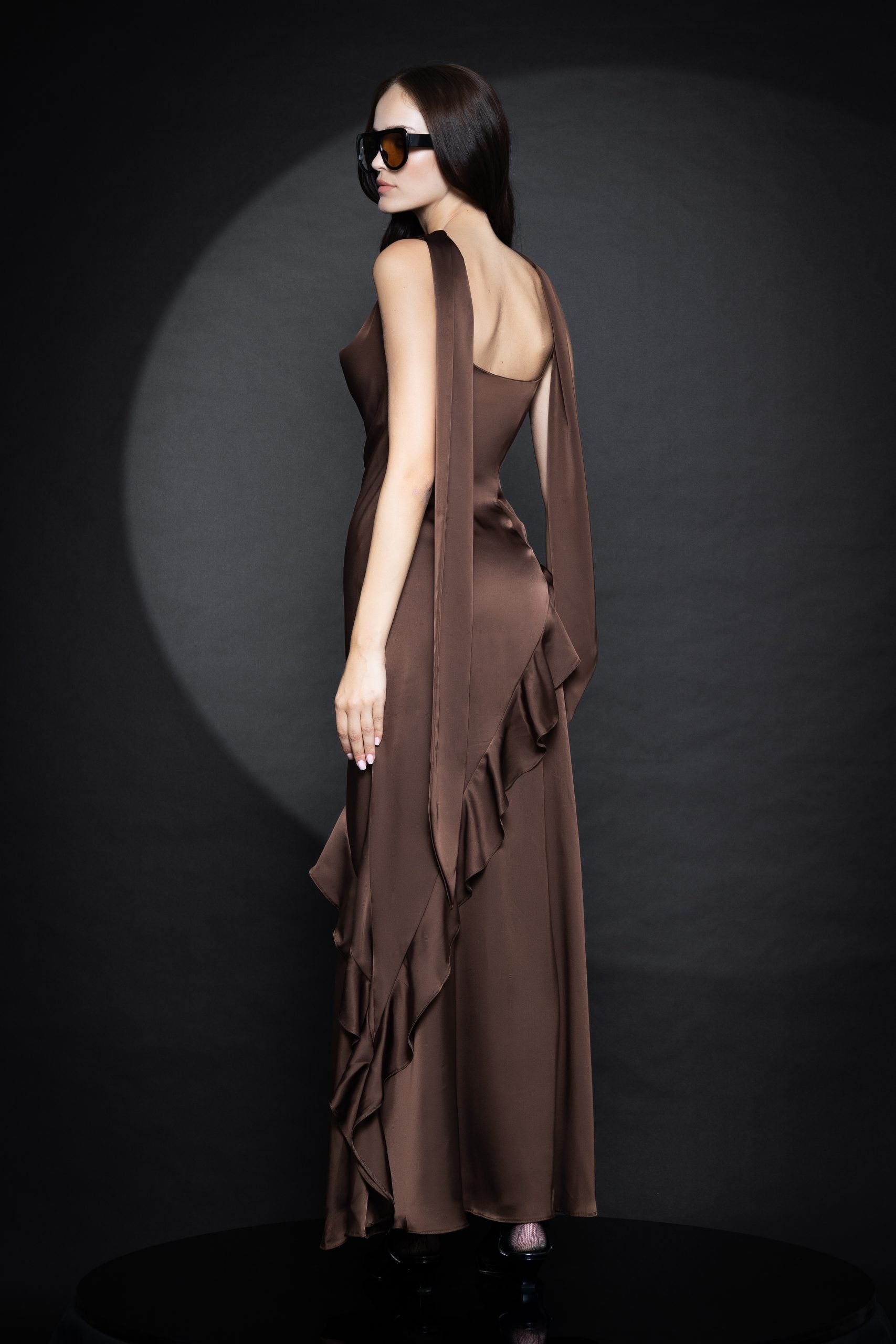 Adaline Satin Dress Brown