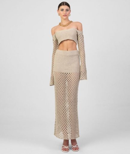 Dione Top & Skirt Beige