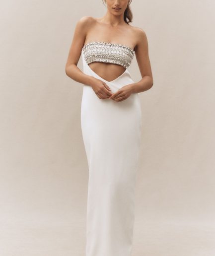 Paloma Strapless Embellished Cutout Maxi Dress