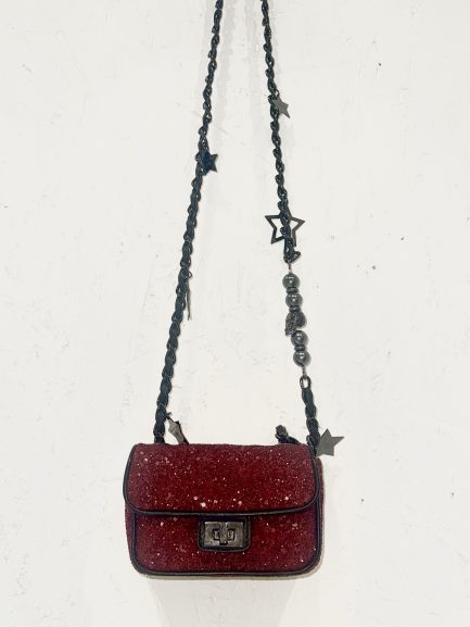 Philipp Plein Glitter Mini Bag Burgundy