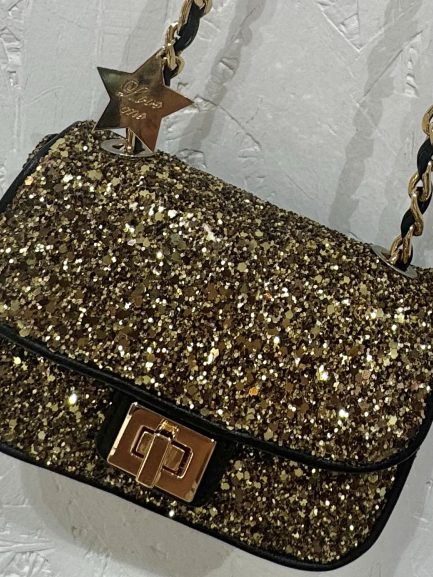 Philipp Plein Glitter Mini Bag Gold